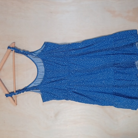 Banana Republic Blue Sleeveless Sun Dress, Ruffle Straps, Teired Skirt - Picture 8 of 13